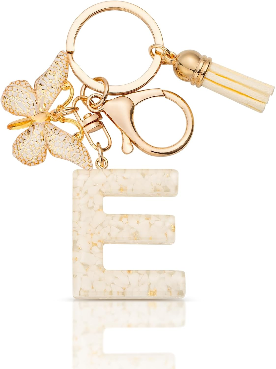 Letter Keychain Initial Keyring Key Chain Alphabet Key Rings for Women Girls,Beige - Beige-B image number 5