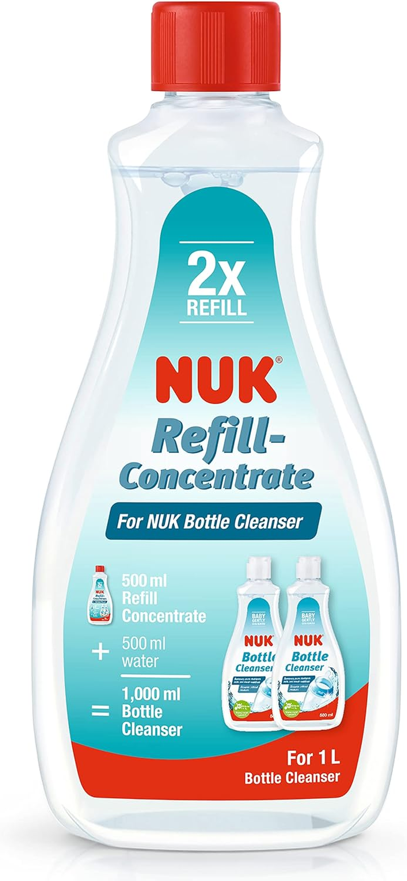 NUK Baby Bottle Cleanser Concentrate | 500 Ml | Ideal for Cleaning Baby Bottles, Teats & Accessories | Fragrance Free | Ph Neutral | 100% Recycled Bottle image number 2