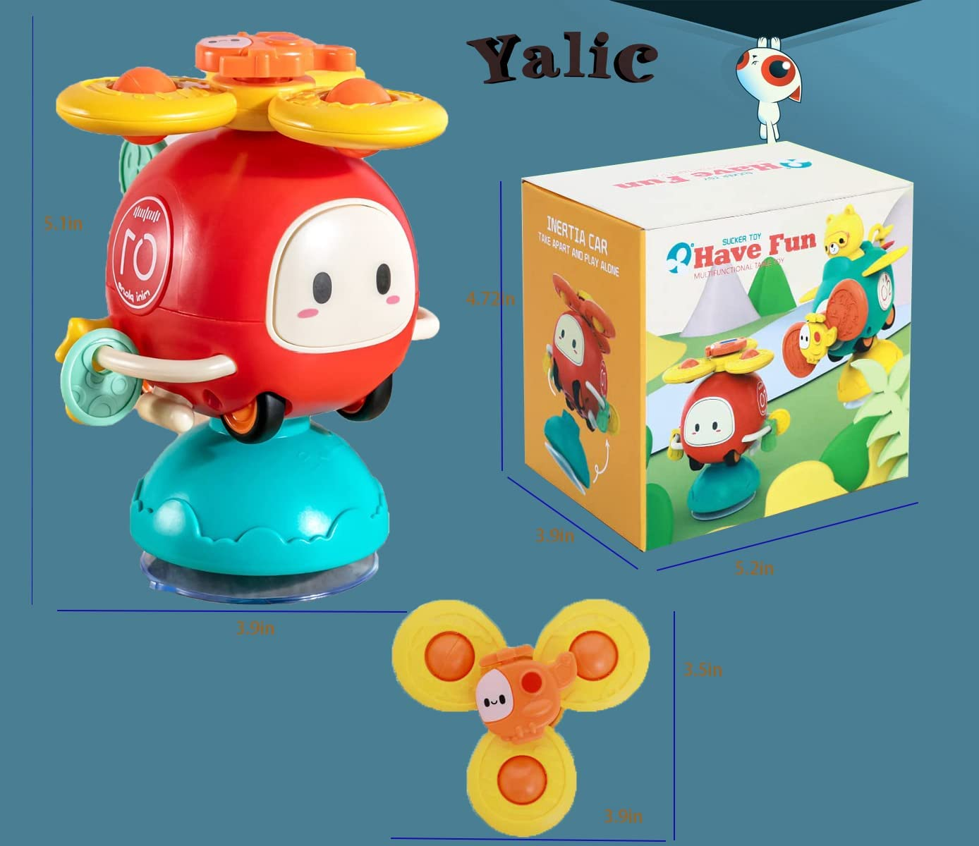 3-In-1 High Chair Baby Suction Cup Spinner Toy，Montessori Top Spinning Gyro Toy, Bath and Shower Early Learning Toy 6 to 18 Months, Children'S Christmas Day Gift image number 6