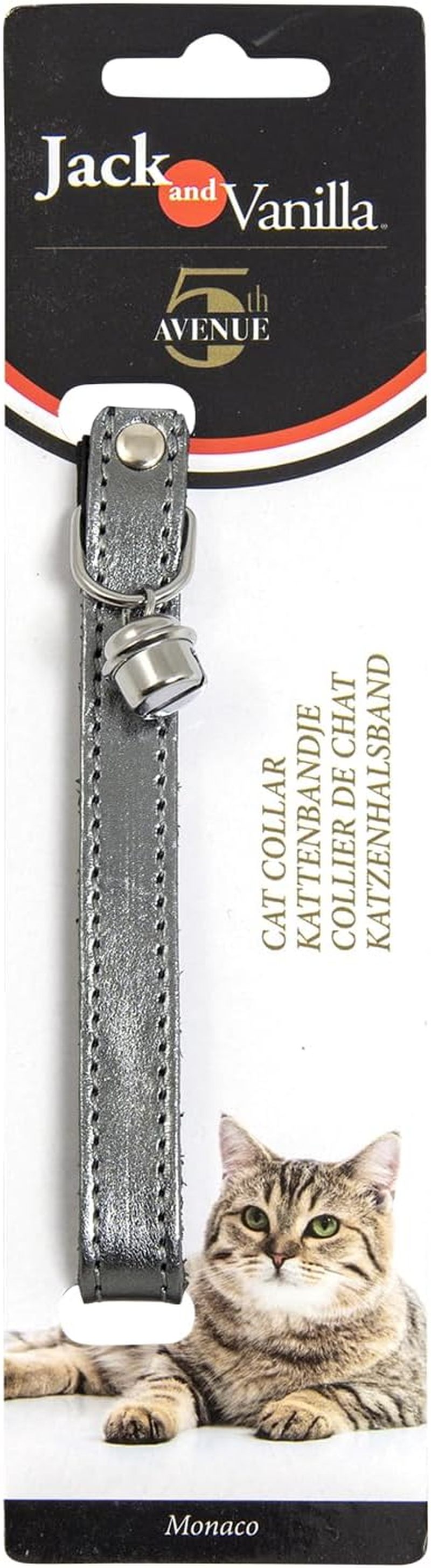 JACK and VANILLA, Elegant Gold Cat Collar, Adjustable and Secure, Designed for the Comfort and Safety of Your Pet, Size 14 Mm X 30 Cm, Gold Colour, Monaco Model - Black image number 4