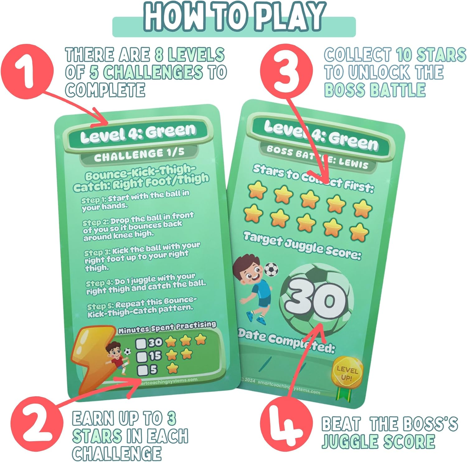 The 100 Soccer Juggles Club - Soccer Training Card Game for Kids to Practice at Home image number 3