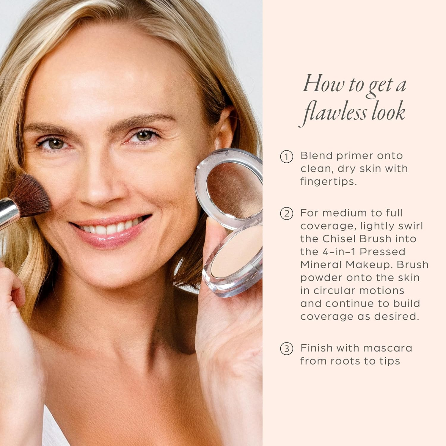 P&Uuml;R Minerals Multitasking Essentials Kit, Blush Medium - Makeup Gift Set Includes 4-In-1 Correcting Primer, Fully Charged Mascara, 4-In-1 Pressed Mineral Powder & 1 Chisel Brush image number 3