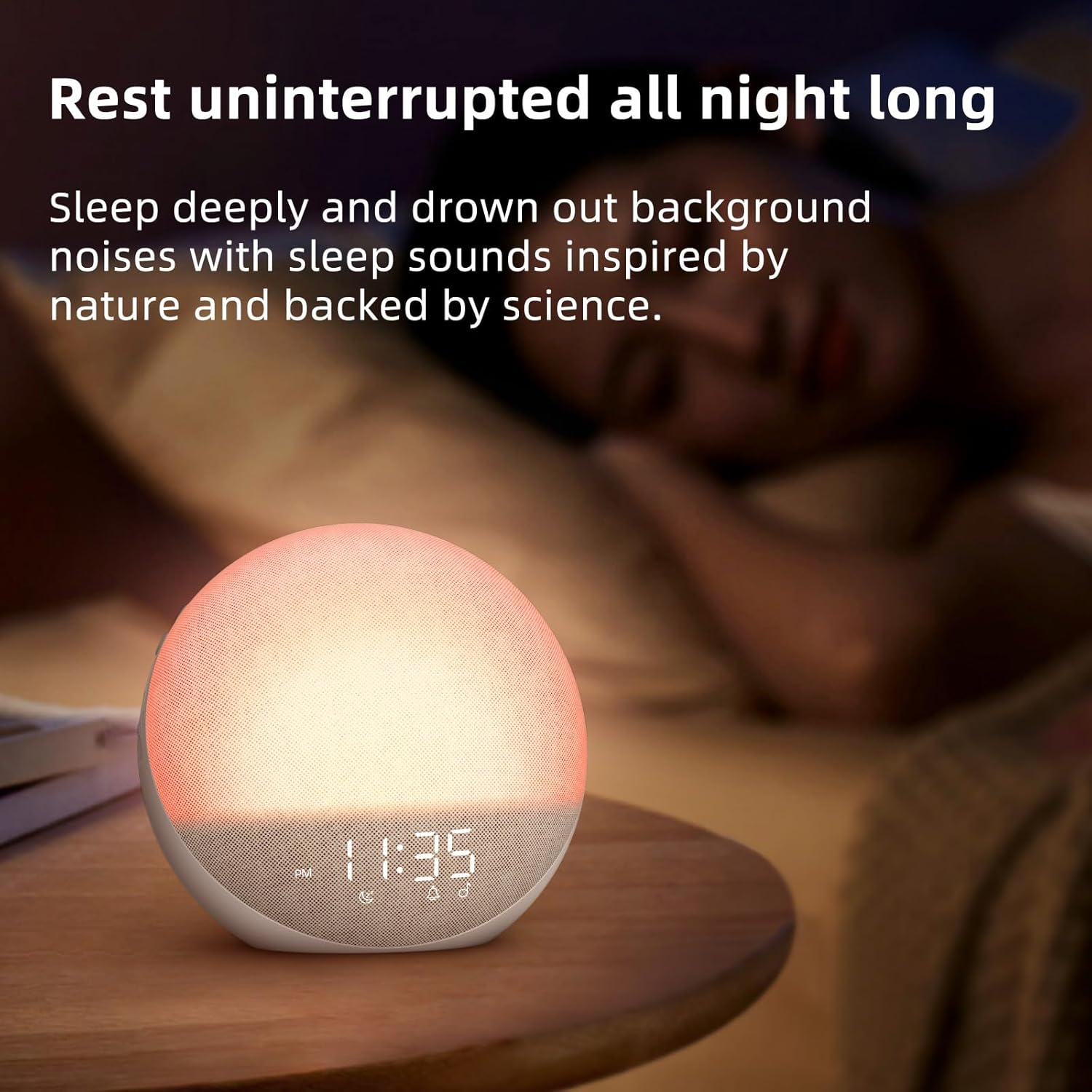 Sunrise Alarm Clock White Noise Machine: Natural Wake up Light - Dimmable Clock with Bluetooth Speaker for Bedroom - 25 Sleep Sounds for Baby Adults Kids Putty image number 6