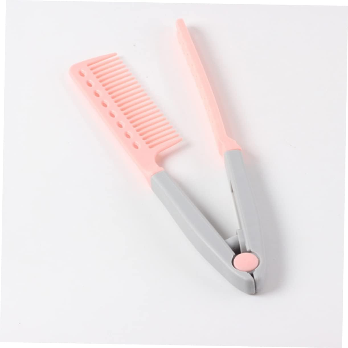 Salon Hair Straightening Comb 3Pcs Folding V-Shaped Hair Straightener Combs for Women Travel Set Rose Red Blue Pink