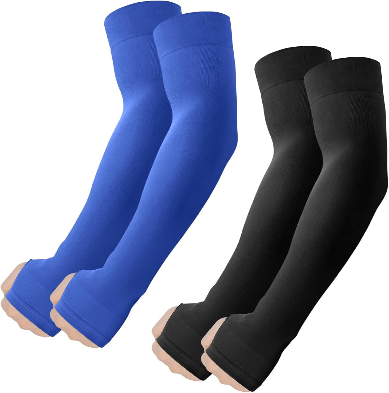 Fuinloth Arm Sleeves with Thumb Hole, Cooling UV Sun Protection Sports Compression for Men/Women