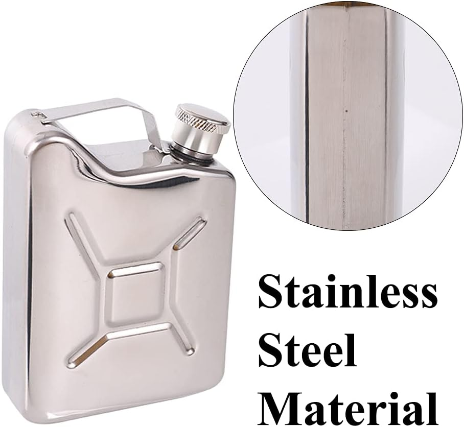 5Oz Stainless Steel Oil Jerry Can Liquor Hip Flask Pocket Whiskey Flask Flagon for Men Climbing Bar Party Drinker image number 6