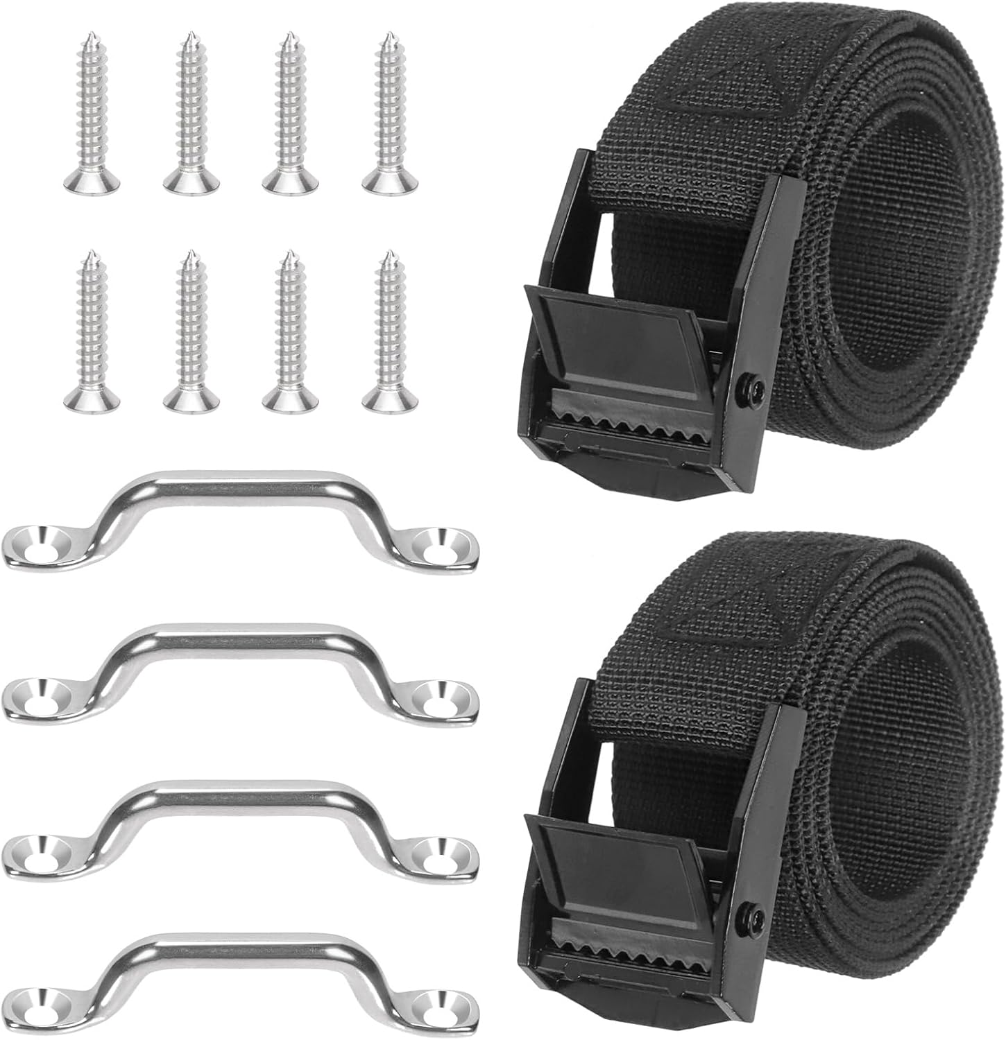 Swpeet 2 Sets 1" &times;48" Nylon Tie down Strap with Stainless Steel Cam Buckle, Ideal for Truck, Trailer, Watercraft Cargo image number 2