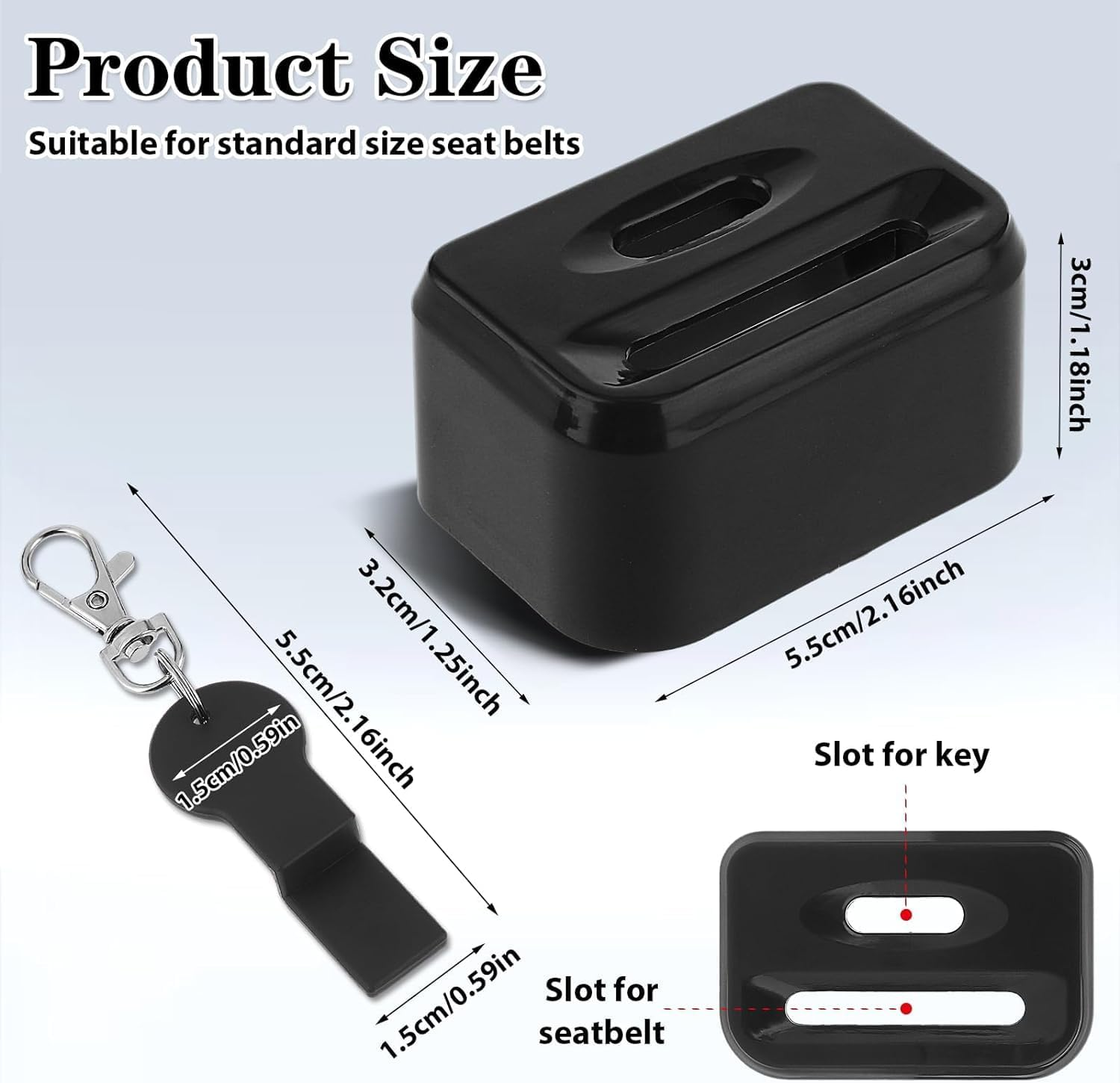 2Pcs Car Seatbelt Buckle Guard, Children Seat Belt Lock Seatbelt Buckle Cover with 2 Keychains Buckle Guard Fit Most Car (Black) image number 5