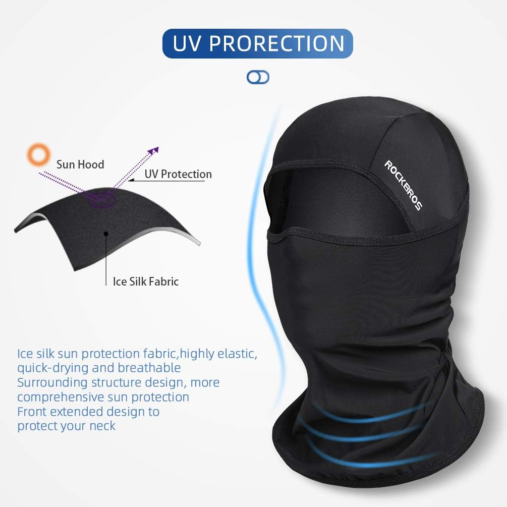 ROCKBROS Balaclava Full Face Mask for Men Women UV Protection Cooling Ice Silk Breathable Helmet Liner image number 3