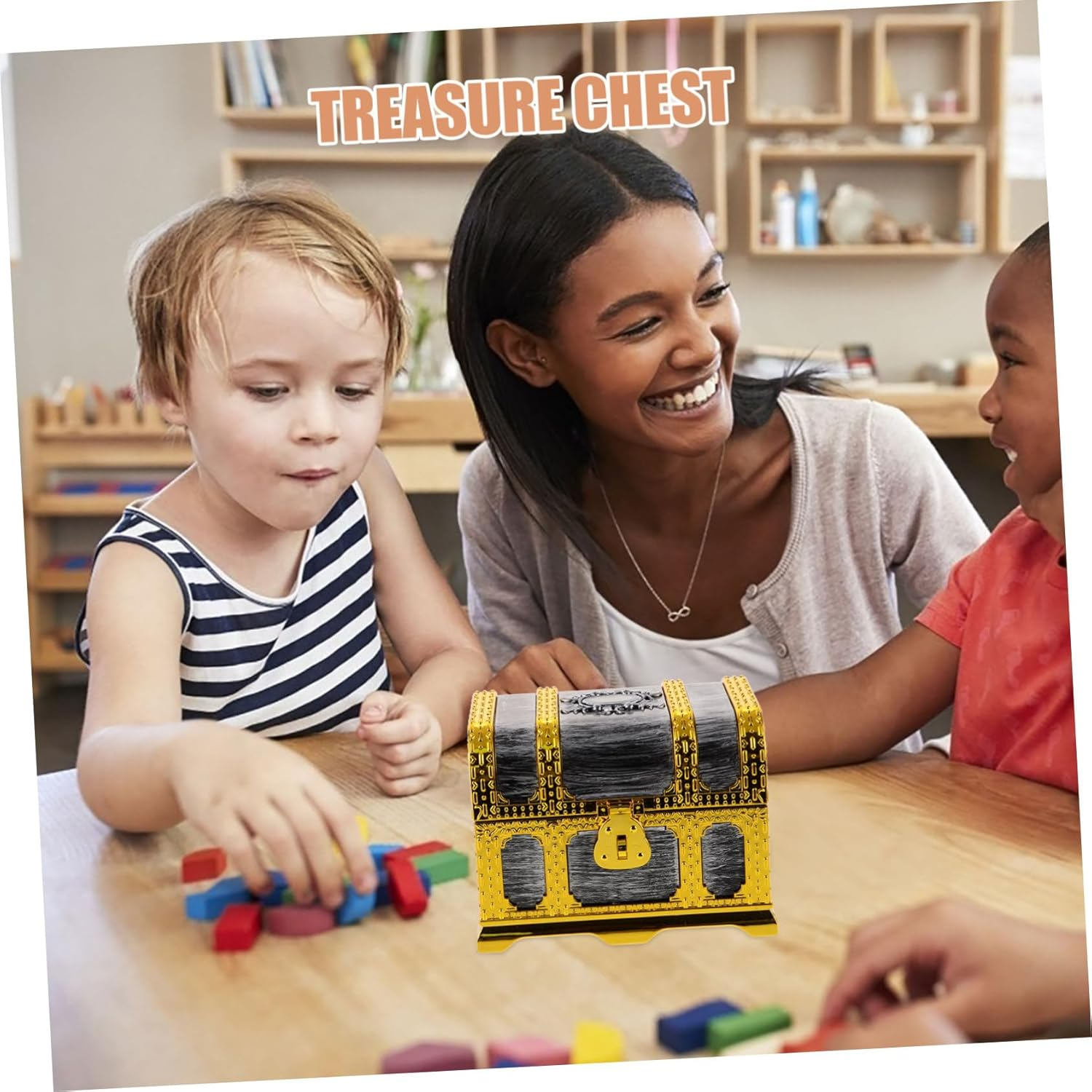 Pirate Treasure Chest Box Toy Small Vintage Chest Lock and Key for Treasure Hunting Games and Creative Playtime image number 3