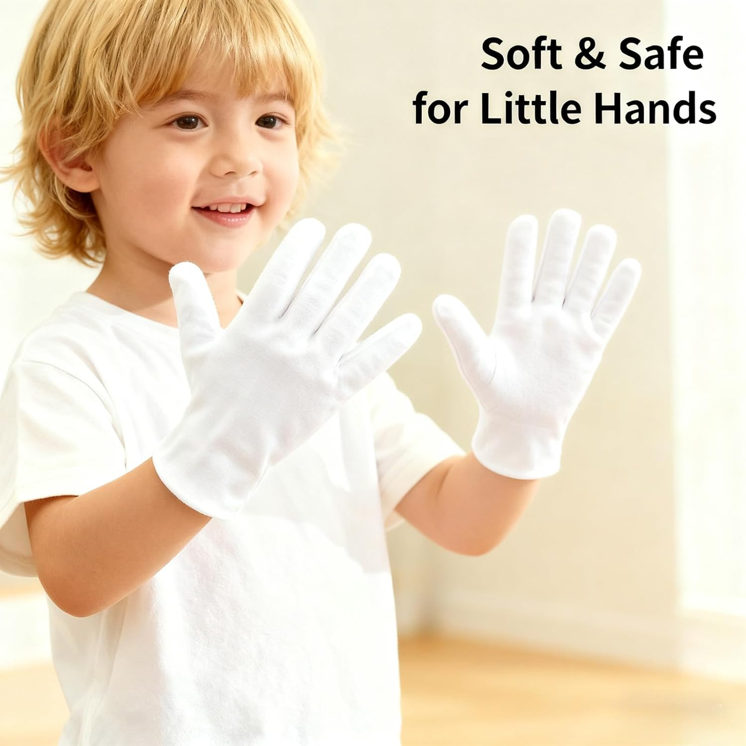 24Pcs 12 Pairs of Children'S Cotton Gloves Eczema Moisturizing Gloves, Reusable White Cotton Gloves, for Children with Eczema Overnight Dry Hands (4-12 Years Old) image number 3