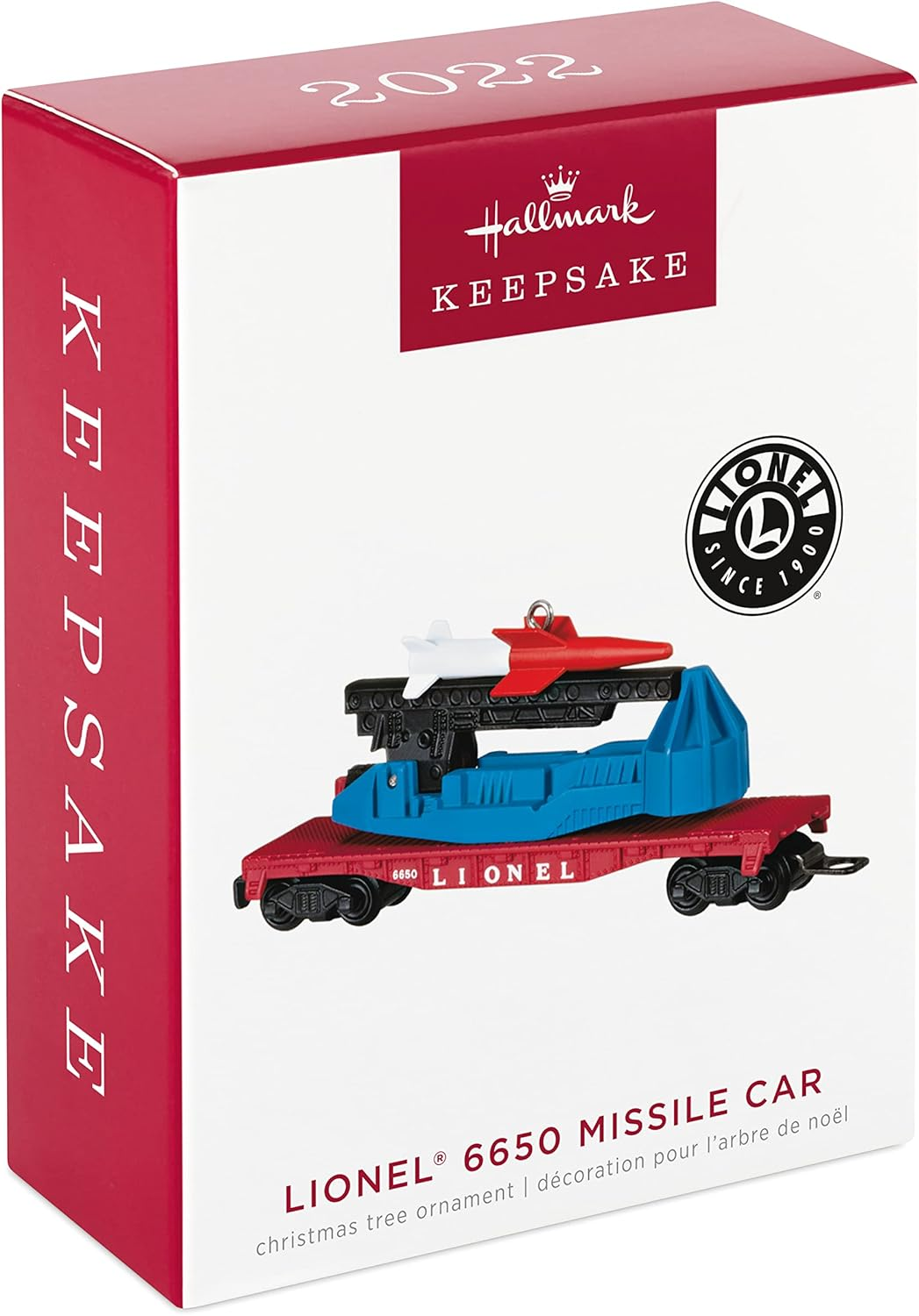 Hallmark Keepsake Christmas Ornament 2022, Lionel 6650 Missile Car, Metal Train Ornament image number 3