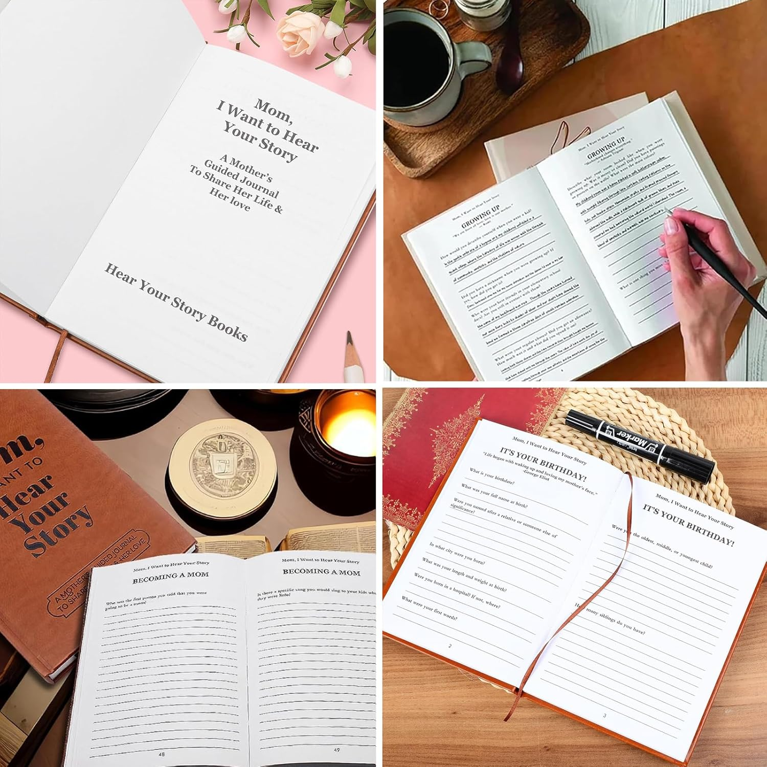 Mom, I Want to Hear Your Story: Journal Bound Hardback for Mother'S Day Birthday Gift with Ribbon Bookmark, a Mother&rsquo;S Guided Journal to Share Her Life and Love (Hear Your Story Notebooks) image number 1