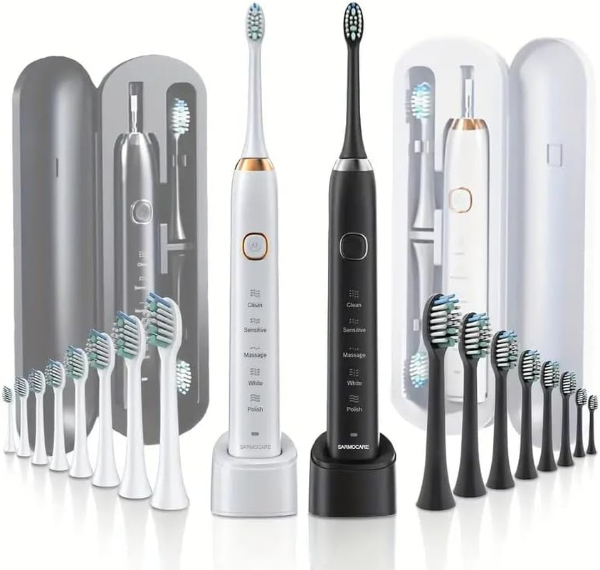 Smart Sonic Toothbrush &ndash; Rechargeable Electric Toothbrush with 8 Brush Heads, Charging Stand & Travel Case | 600Mah Battery | IPX7 Waterproof | Deep Clean with Smart Timer |