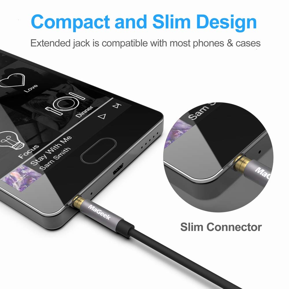 Mageek 3.5Mm Audio Aux Extension Cable, Male to Female Extension Auxiliary Cable for Car, Home Stereo, Smartphone, Ipod, Ipad or Any Audio Device with 3.5Mm Aux Port [24K Gold-Plated] (1-Pack_1.0M) image number 4