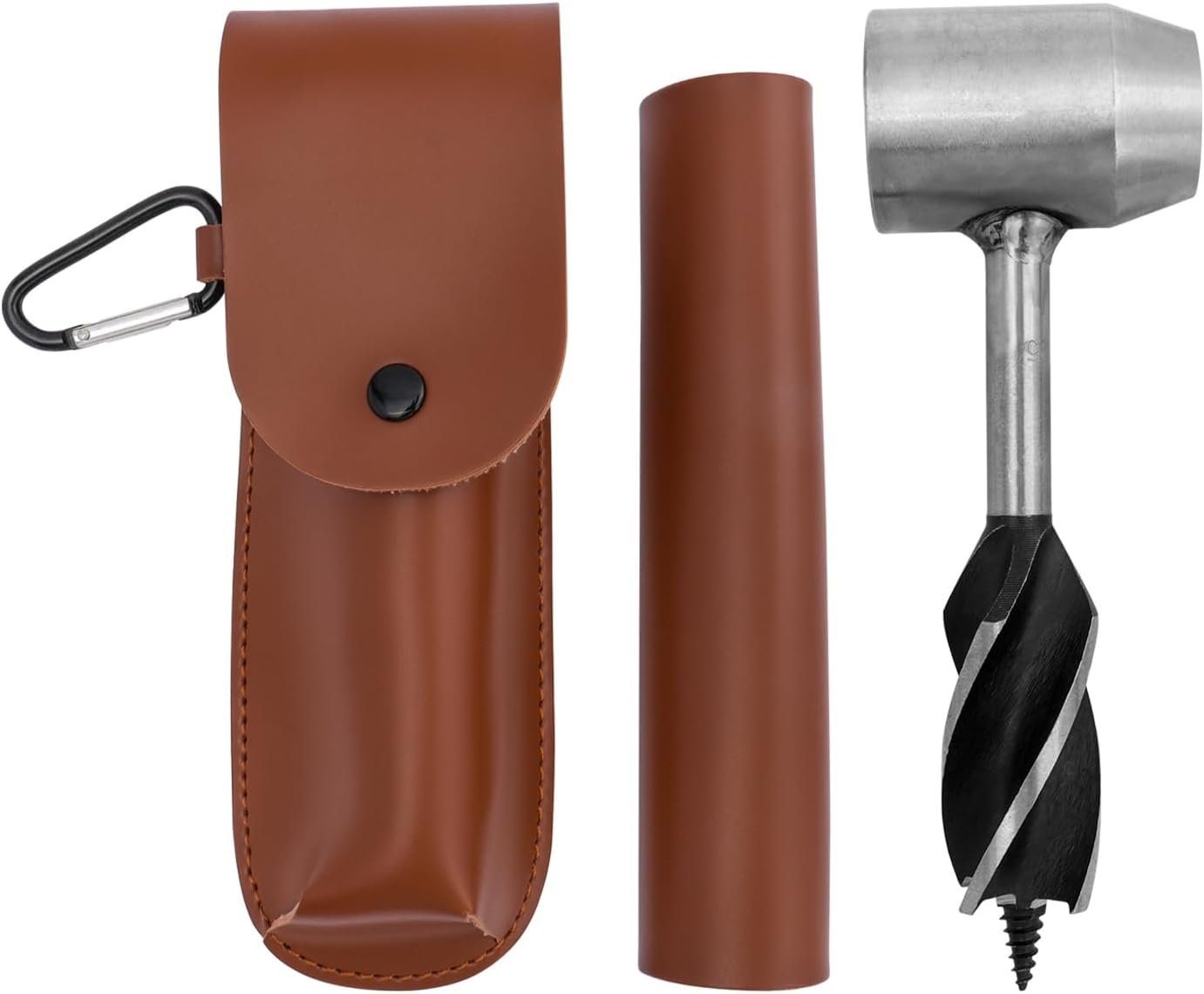 Hand Auger Wrench Manual Drill Wrench Bushcraft Gear for Survival Settlers Hand Auger Wood Drill Scotch Eye Wood Auger Drill Bit and Bushcraft Settlers Auger Tool with Protective Leather Case image number 3