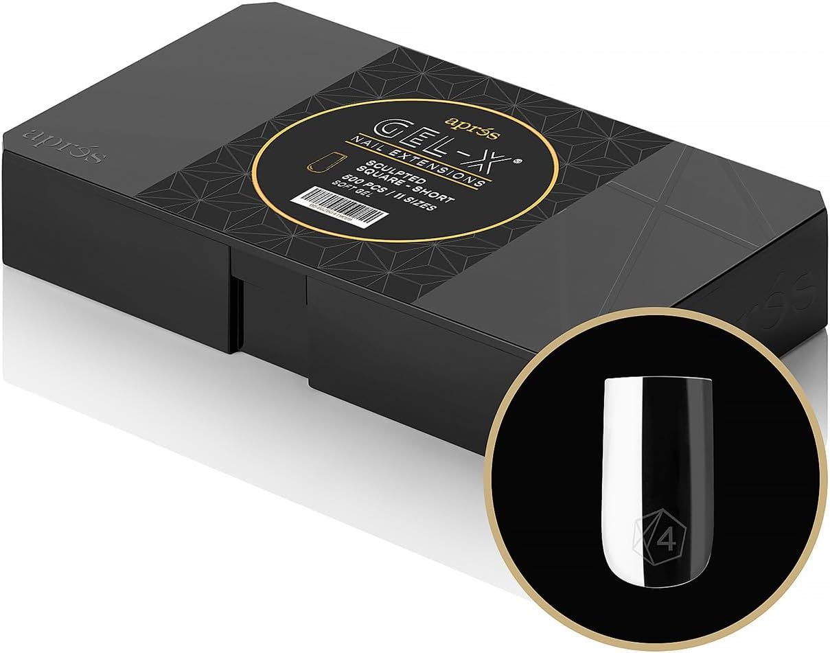 Apr&eacute;s Gel-X&reg; Sculpted Square Short Tip Box | 500Pc Gel-X Tips, 11 Sizes 00-9, Premium Quality image number 3