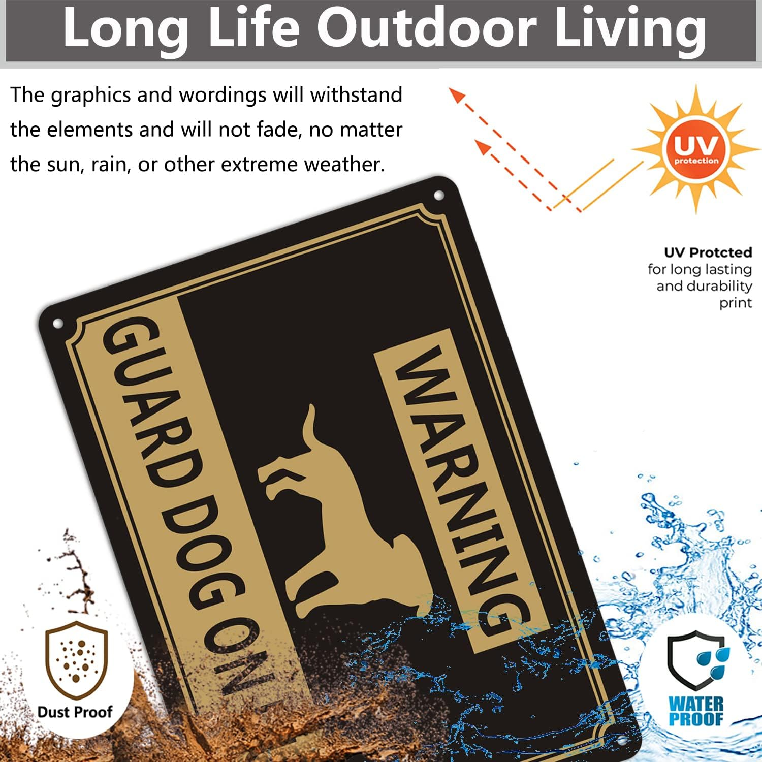 2 Pack Warning Guard Dogs on Duty Signs 10X7 Inches Dog Warning Yard Signs Metal Reflective Sturdy Rust Aluminum Waterproof Easy to Install image number 6