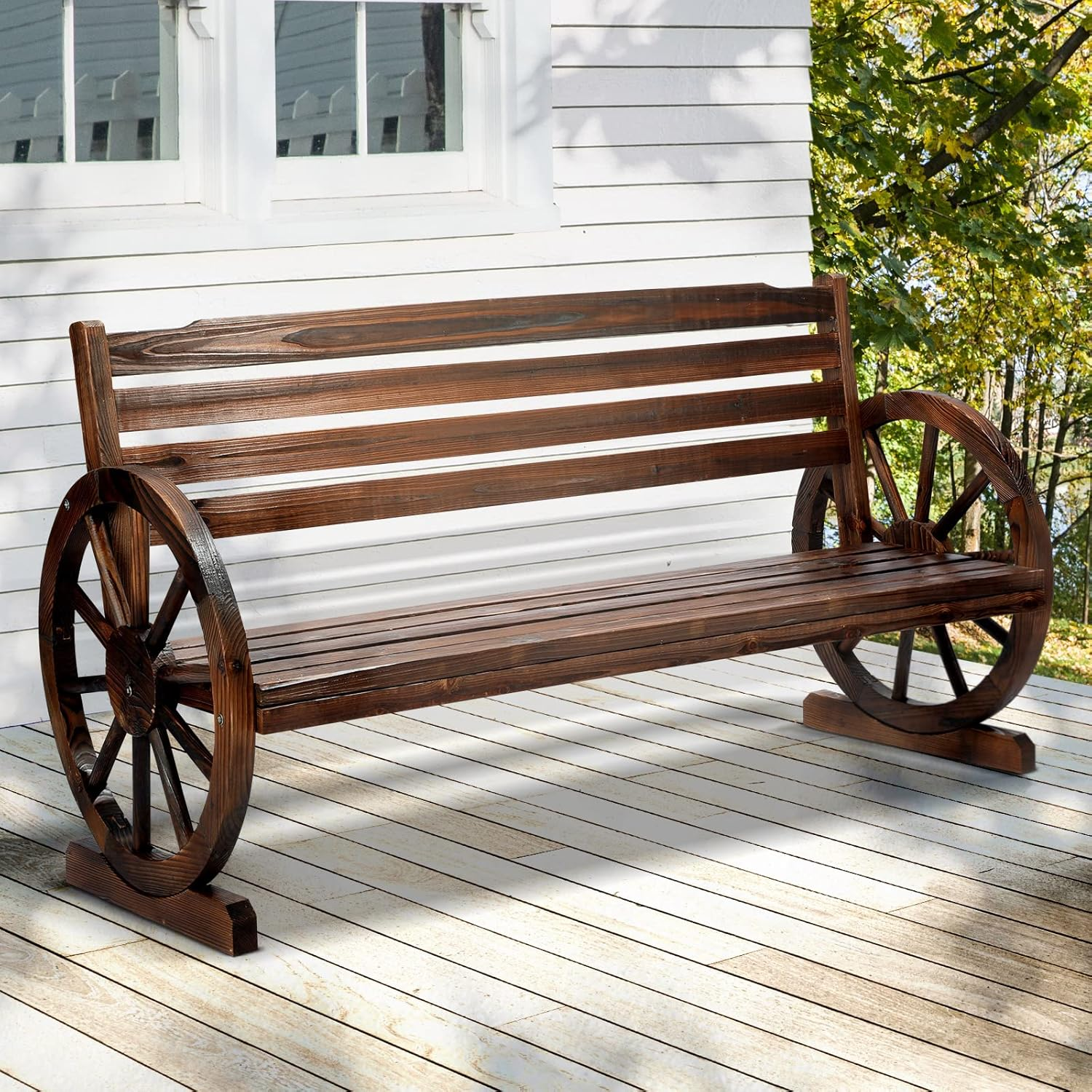 LIVSIP Outdoor Furniture Garden Bench Chair Patio Furniture Charcoal image number 2