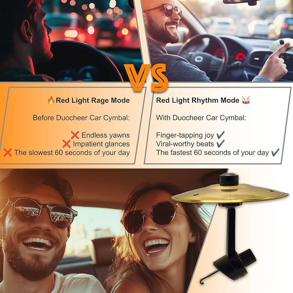 Car Cymbal Air Vent - Mini Drum Crash for Music Lovers,Easy Install,Fun Road Trip Gadget,Novelty Car Accessory image number 4