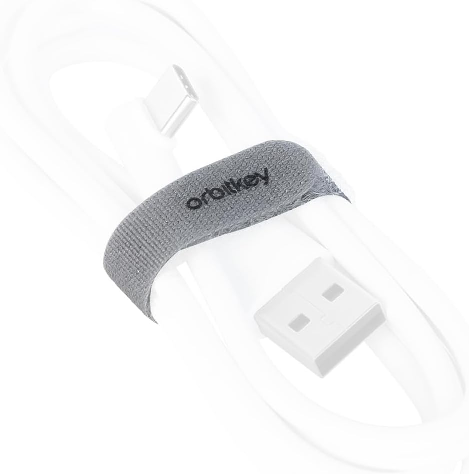 Orbitkey Reusable Cable Ties &ndash; Durable Nylon Hook-And-Loop Cord Organizers for Cable Management, Tangle-Free Storage, and Travel Organization - Pack of 6 - Ash image number 2