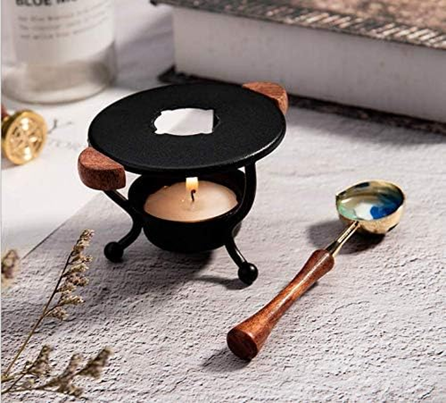 Wax Seal Warmer Wax Seal Stamp Set with Sealing Wax Furnace Tool, Wax Stamp Spoon for Melting Wax Seal Beads or Sealing Wax Sticks, Wax Seal Spoon Holder for Wedding Wax Envelope Seal Stamp image number 2
