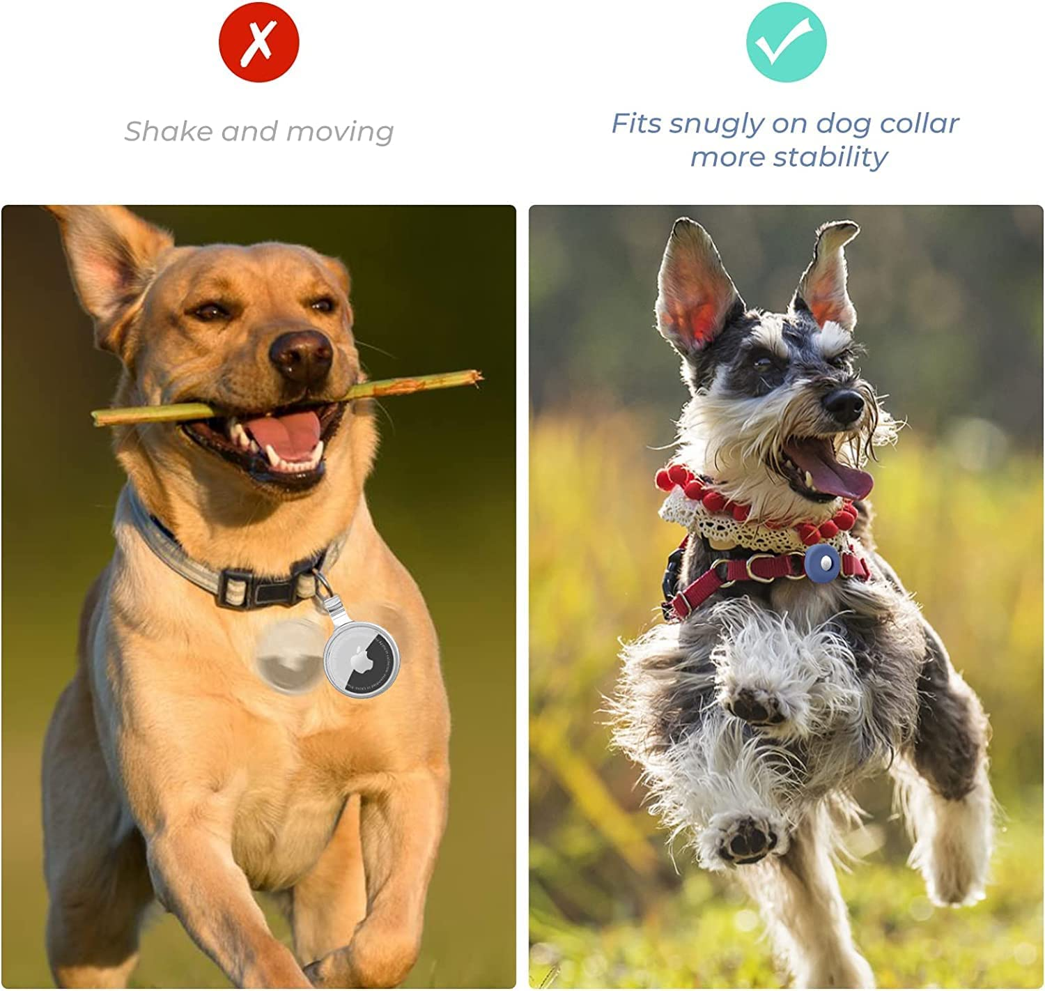 Aircawin Airtag Dog Collar Holder Case(2 Pack),Silicone Pet Collar Case Mount for Apple Airtags,Durable Anti-Lost Air Tag Case Holder Cove for Cat Dog Collars Charms & Backpack Accessories-Black&Blue image number 5