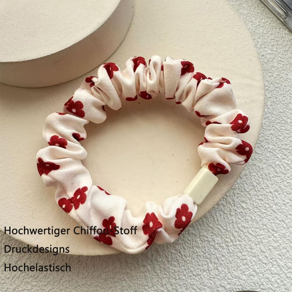 Hair Scrunchie with Bow, Satin Silk Bowknot Hair Bobbles, Ponytail Holder, Elastic Velvet Hair Band, Silk Scarf, Rabbit Ears Shape for Women (Style C, Pack of 4) image number 2