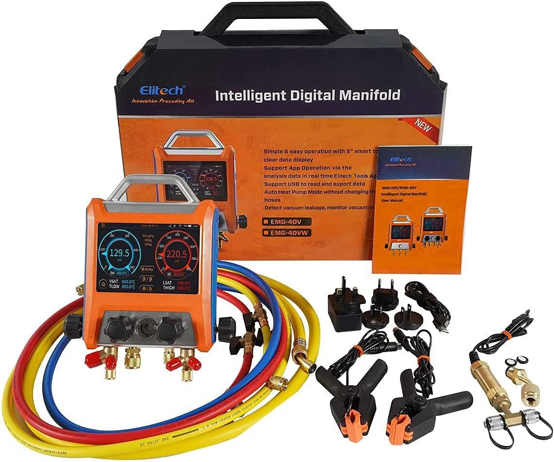 Elitech EMG-40V 4 Valve Smart Digital Manifold Kit with 5" Smart Touch Screen and HVAC Meter with Bluetooth image number 6