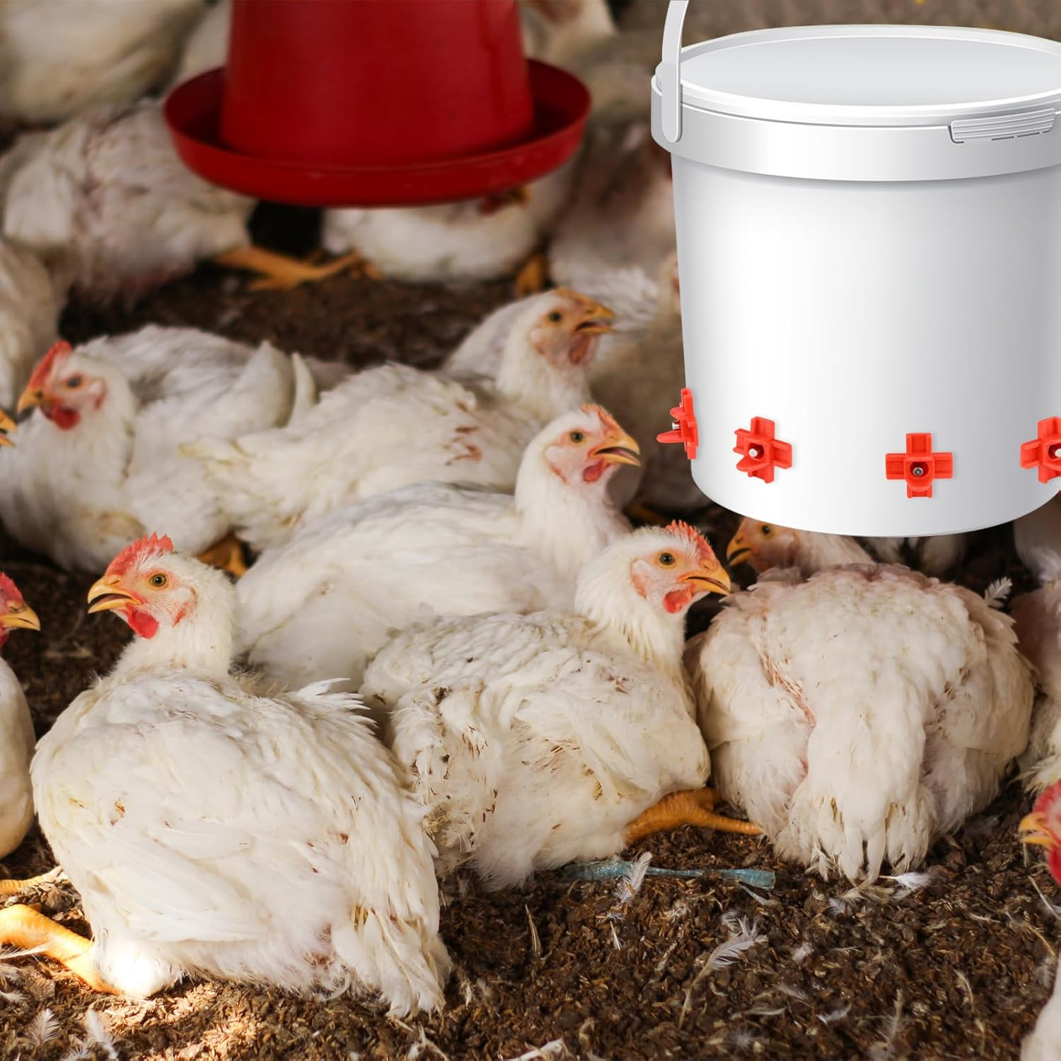 Chicken Water Nipples, 15 Pcs Horizontal Poultry Automatic Waterer Nipples for Bucket with 15 Pcs Ring Gaskets, 15 Pcs Wing Nuts, 9Mm Drill Bit and an Installation Tool Ullnosoo image number 2