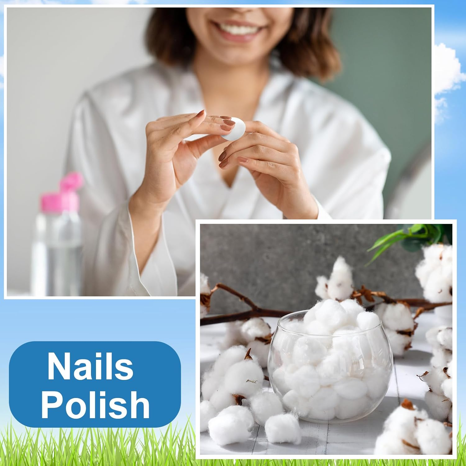 3000 Pcs Cotton Balls Bulk Medium Size Organic Pure Cotton Balls for Makeup Remover, Nail Polish Remover and More image number 5
