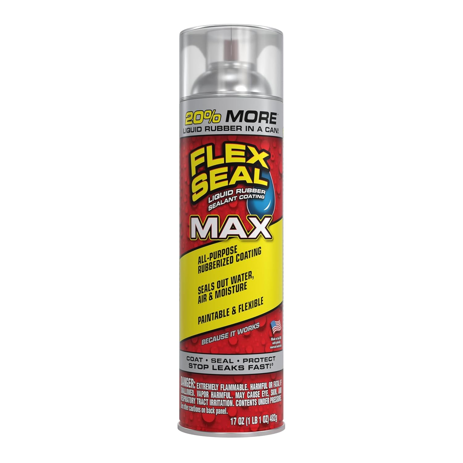 Flex Seal Max, 17 Oz, Clear, Stop Leaks Instantly, Waterproof Rubber Spray on Sealant Coating, Perfect for Gutters, Wood, RV, Campers, Roof Repair, Skylights, Windows, and More image number 3