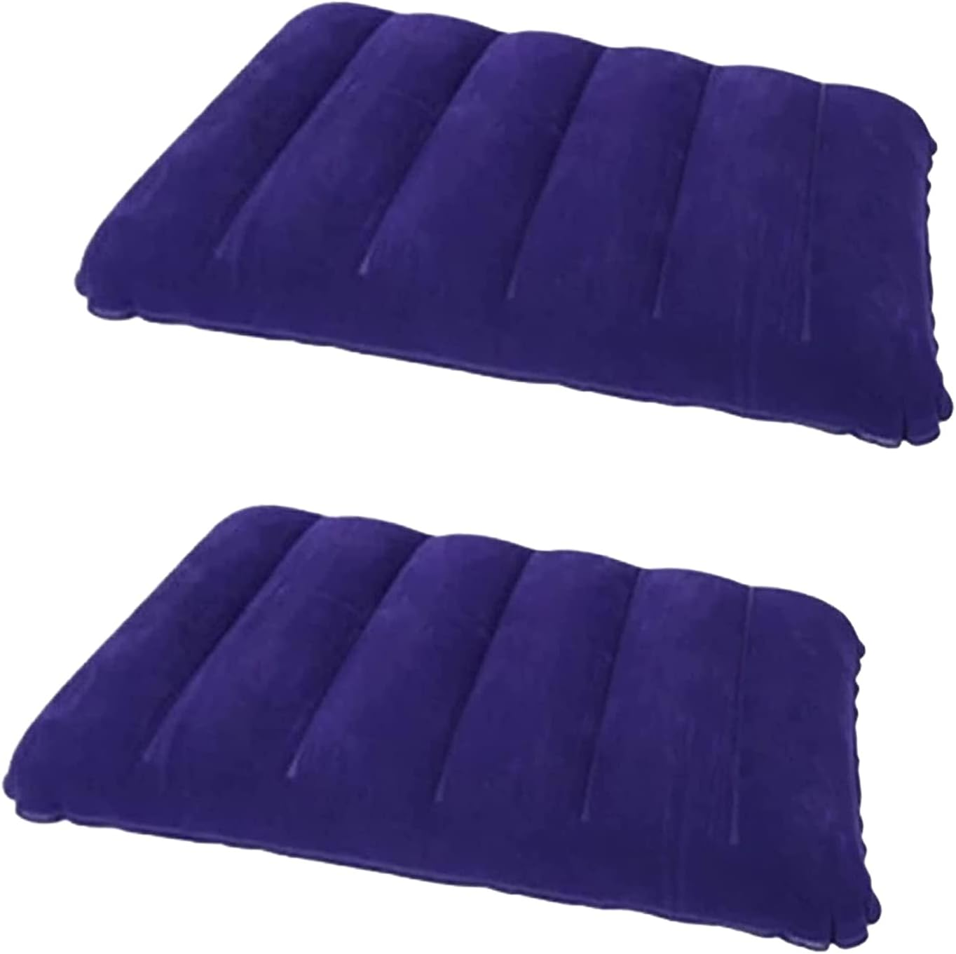 2 Pack Purple Ultralight Inflatable Camping Pillow Squared Flocked Fabric Air Pillow for Beach,Hiking,Camping,Traveling,Napping,Desk Rest,Neck Lumbar Support