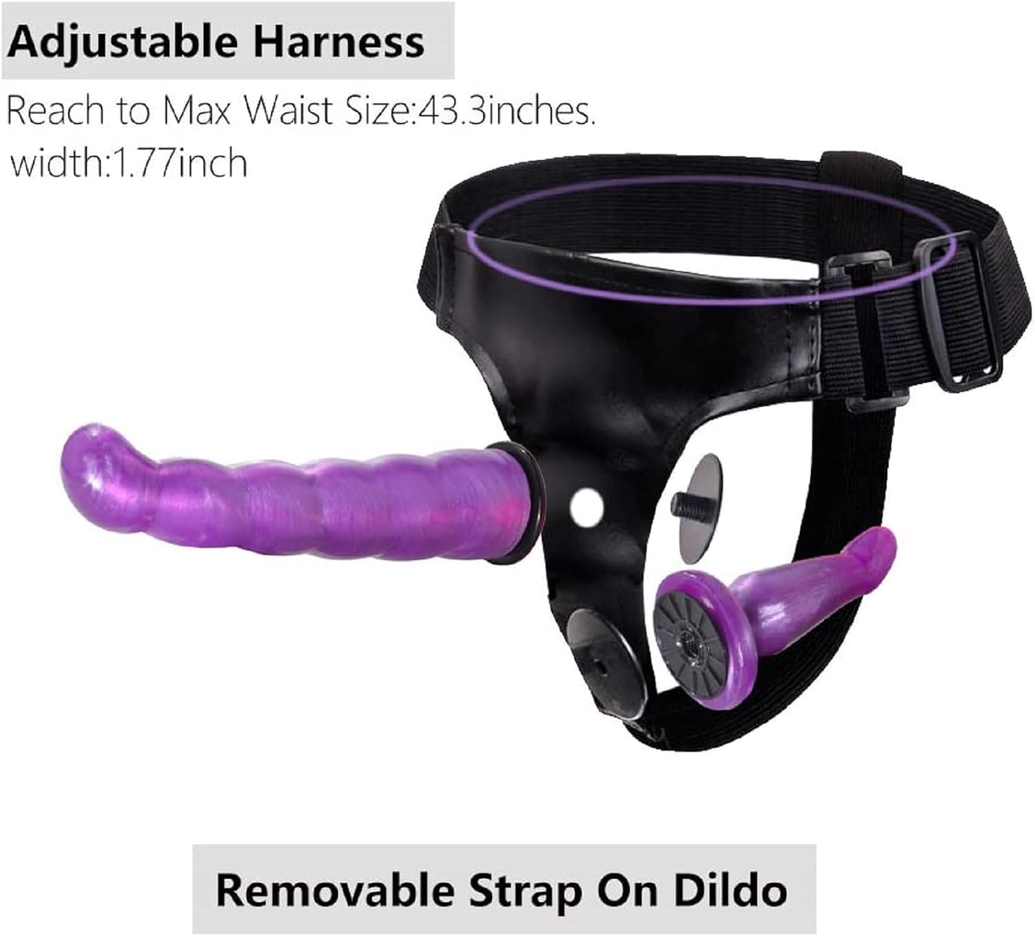 Wearable Double Dildo Strap on Harness Lesbian Gay Couple Pegging Dong Penetation Realistic Sex Toy (Purple) image number 4