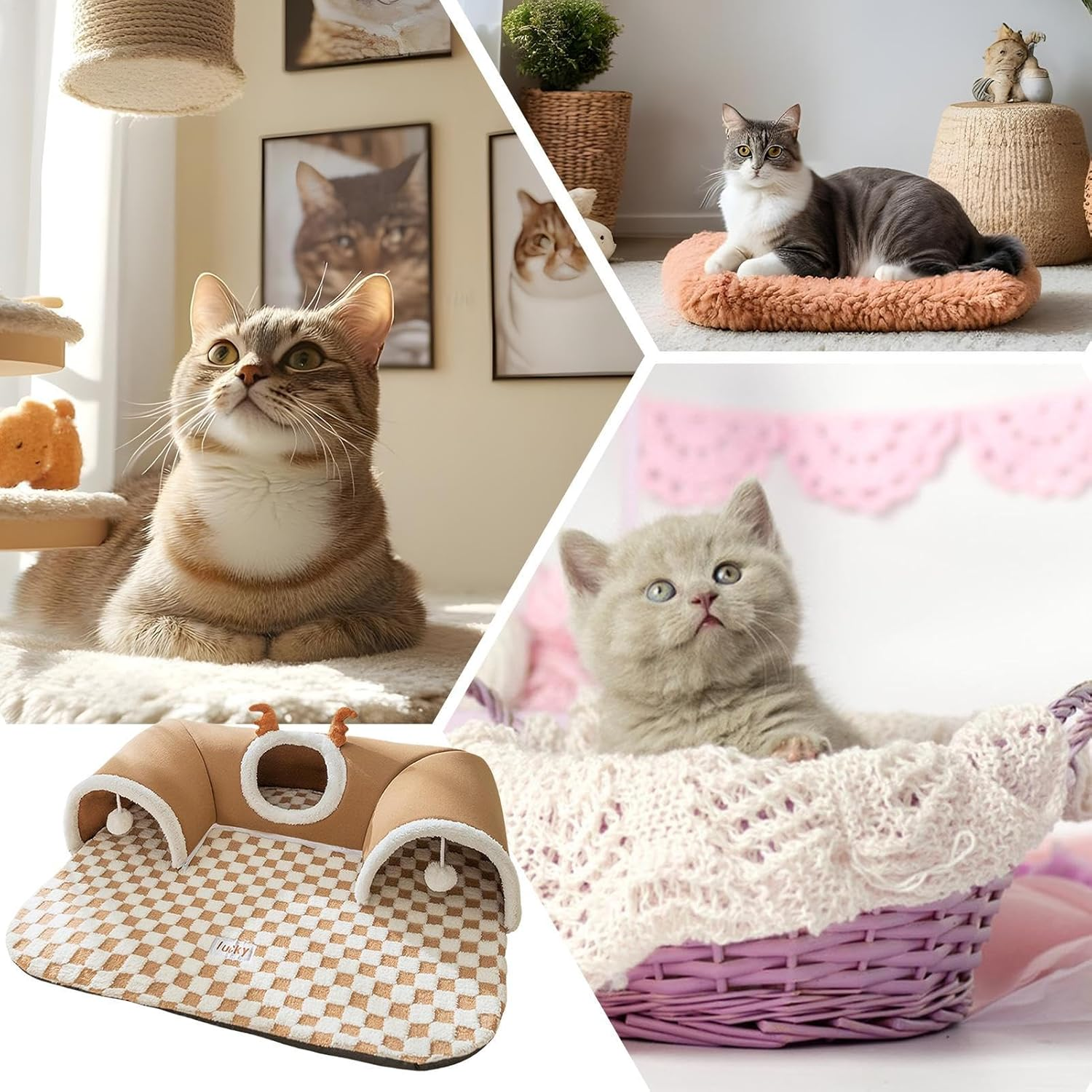 Yjkedfh Cat Tunnel Bed,Cat Play Tunnel - Warm Shelter Tent House Toys for Dog Pet Animal Indoor Outdoor Wall-Corner Games Outside image number 5