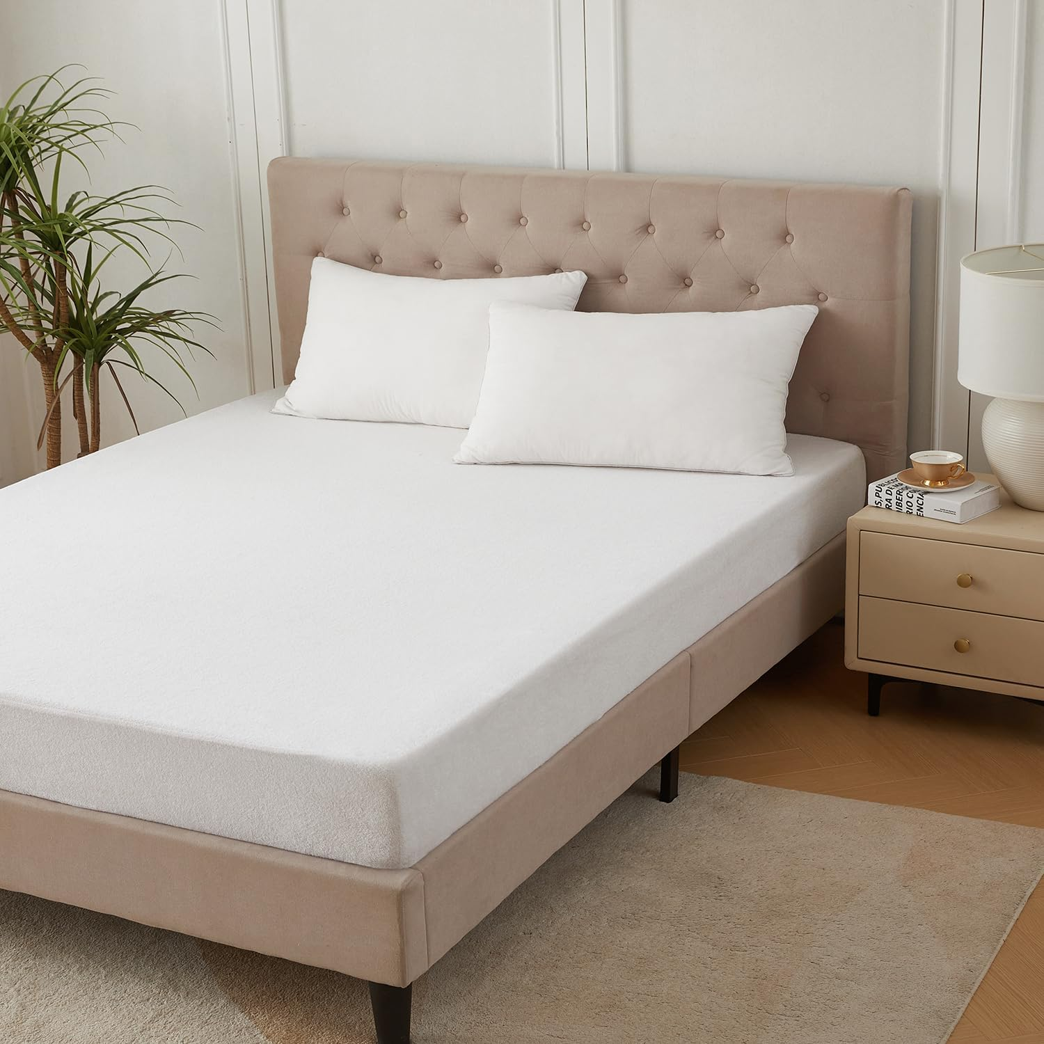 Lakora Single Size 100% Waterproof Mattress Protector,Terry Towelling Cover Soft Noiseless with 40Cm Deep Pocket Breathable Mattress Cover image number 6