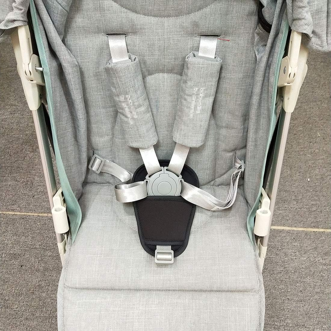 Seedfuture Baby Stroller Seatbelt Crotch Cushion Black 2 Piece, Universal Pram Belt Pads for Newborns Infants Kids, Pushchair Seat Belt Crotch Covers