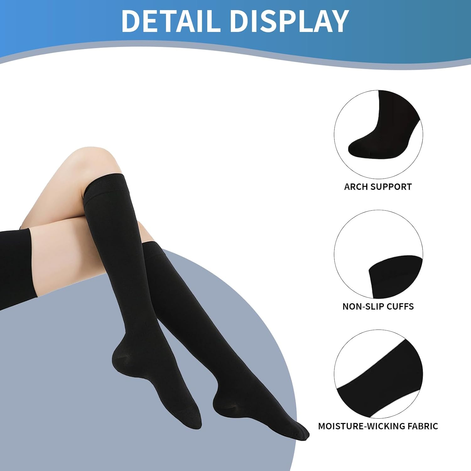 Premium Compression Socks for Men & Women 3 Pairs, 15-20 Mmhg Travel Socks for Flying, Nursing, and Everyday Use, Compression Socks for Comfort & Support image number 1