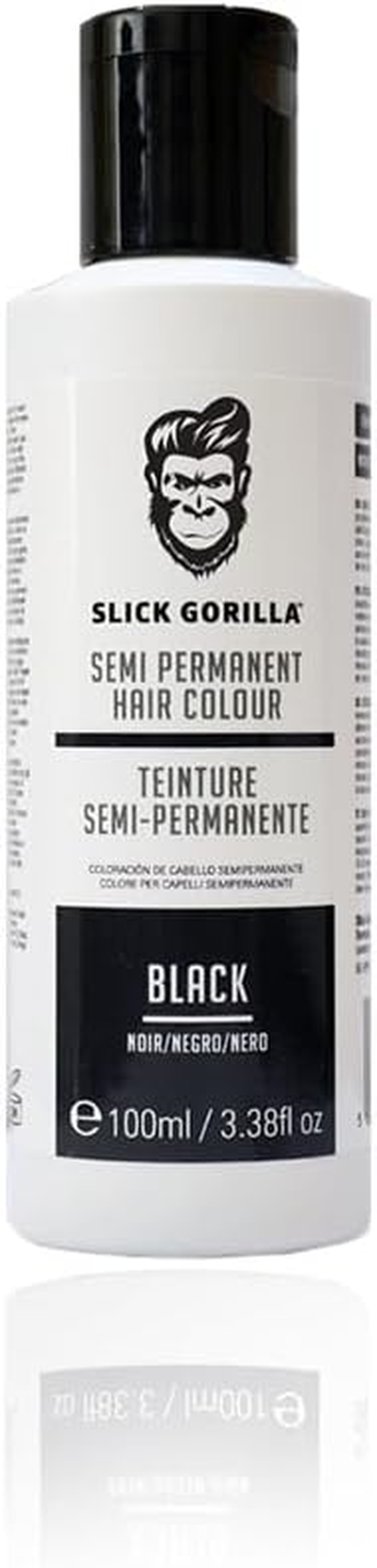 Slick Gorilla Semi Permanent Black Hair Dye for Men 3.38 Fl Oz | Vegan Hair Color | Cruelty Free Beard and Hair Dye | Conditioning and Nourishing Formula | Lasts 5 6 Washes | Temporary Hair Color