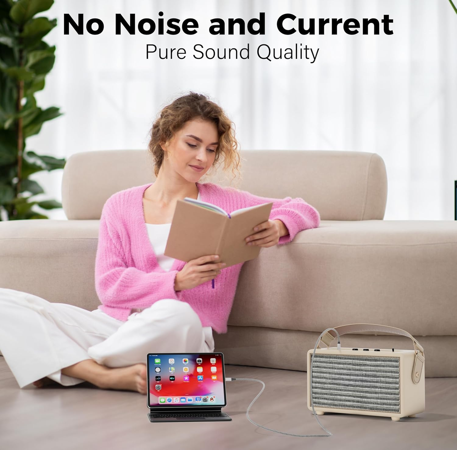 USB C to 6.35Mm TRS Stereo Audio Cable 4 FT, USB Type-C to 1/4" Audio Adapter Aux Jack Stereo Cord, Gold-Plated Connector, Nylon Braided Jacket, DAC Chip, Hi-Fi Sound Quality, Not for Recording image number 1