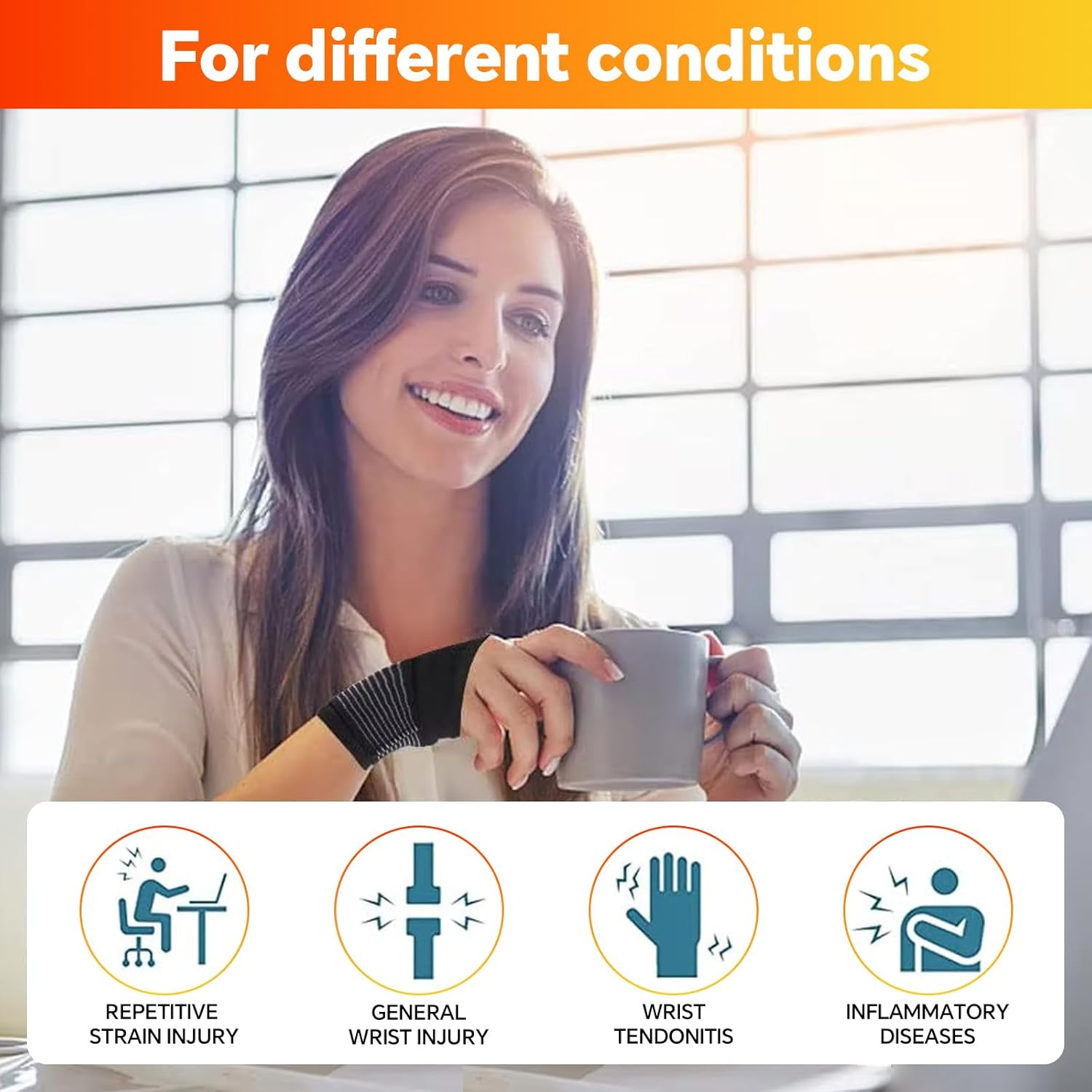 2 Pack Adjustable Compression Wrist Braces, Elastic Wrist Support with Strap for Pain Relief, Carpal Tunnel, Tendonitis, Arthritis, Sports, Fitness & Everyday Use(Black)