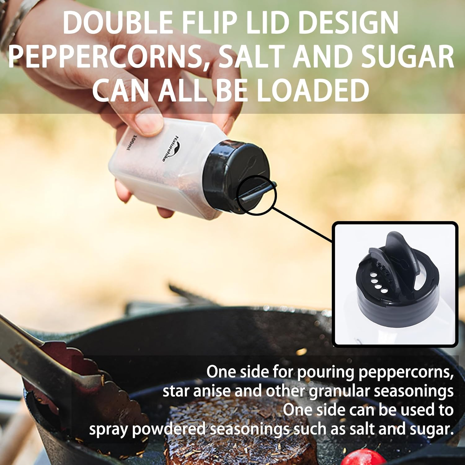 Windhike Naturehike PP 6/8 Pcs-Set Travel Spice Containers, Camping Spice Kit with Separable Storage Bag, Portable Anti-Leakage Design Spice Condiment Dispenser for Picnic BBQ Backpacking Hiking (8)