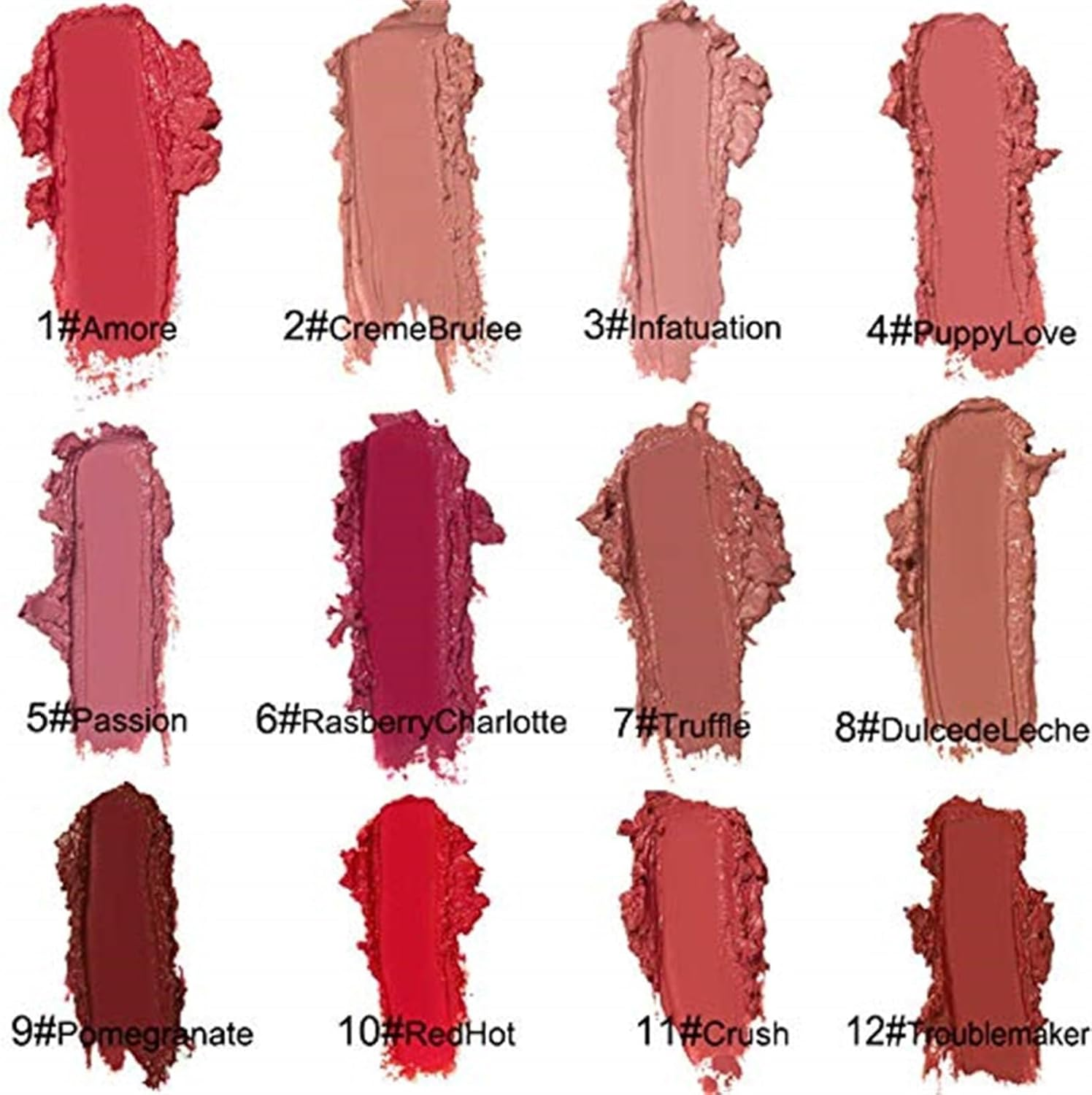 12 Colors Cream Texture Lipstick Waterproof, Long Lasting Matte Lipstick for Women (#6) image number 4
