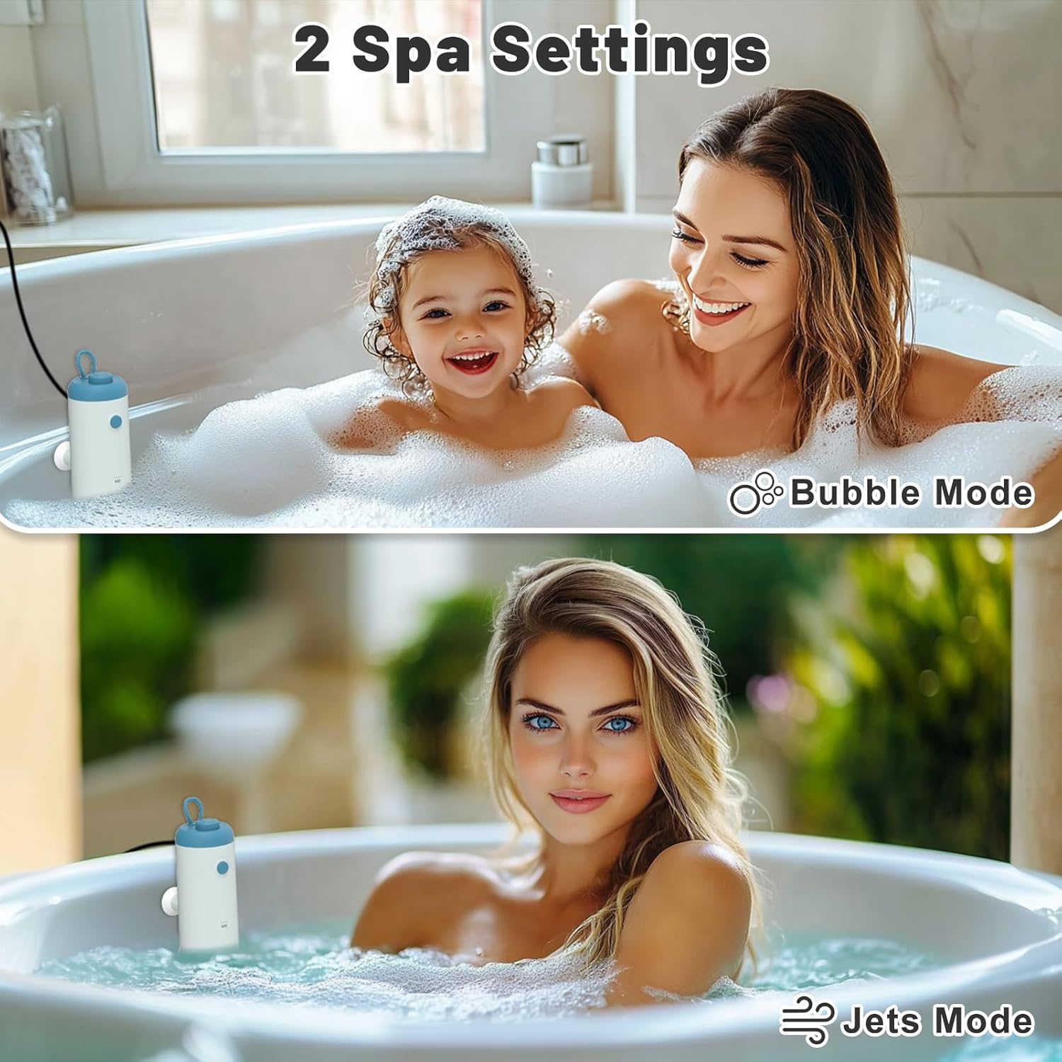 Eazy2Hd Bath Jets for Tub, Portable Bath Spa with Dual Jets for Bathtub, Bubble Bath Massage at Home Spa, Bath Accessories for Women, Men Relaxing Daily Use image number 5