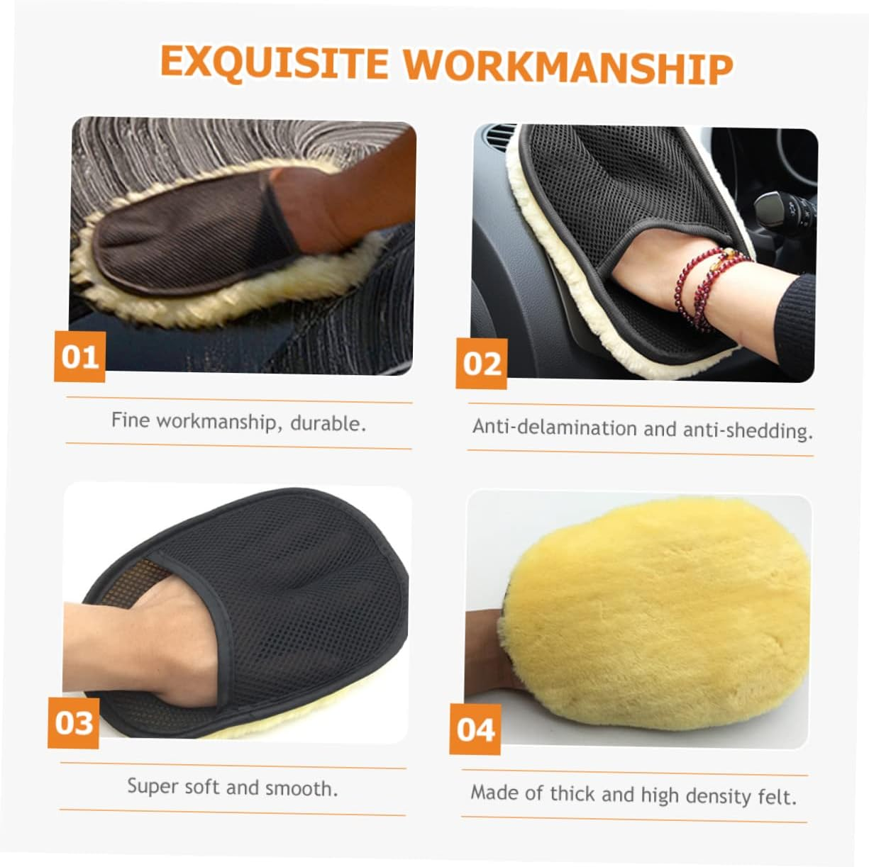 BESTYASH 6Pcs Wool Plush Car Wash Mitt Set Scratch-Free Auto Detailing Gloves Thickened Dusting Gloves for Vehicle Cleaning and Waxing image number 6