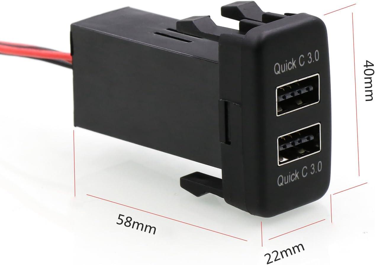 QC3.0 Dual USB Power Socket, Quick Charge Car Charger USB Adapter for Smart Phone PDA Ipad Iphone Android GPS Suitable for Toyota (Type B) image number 4