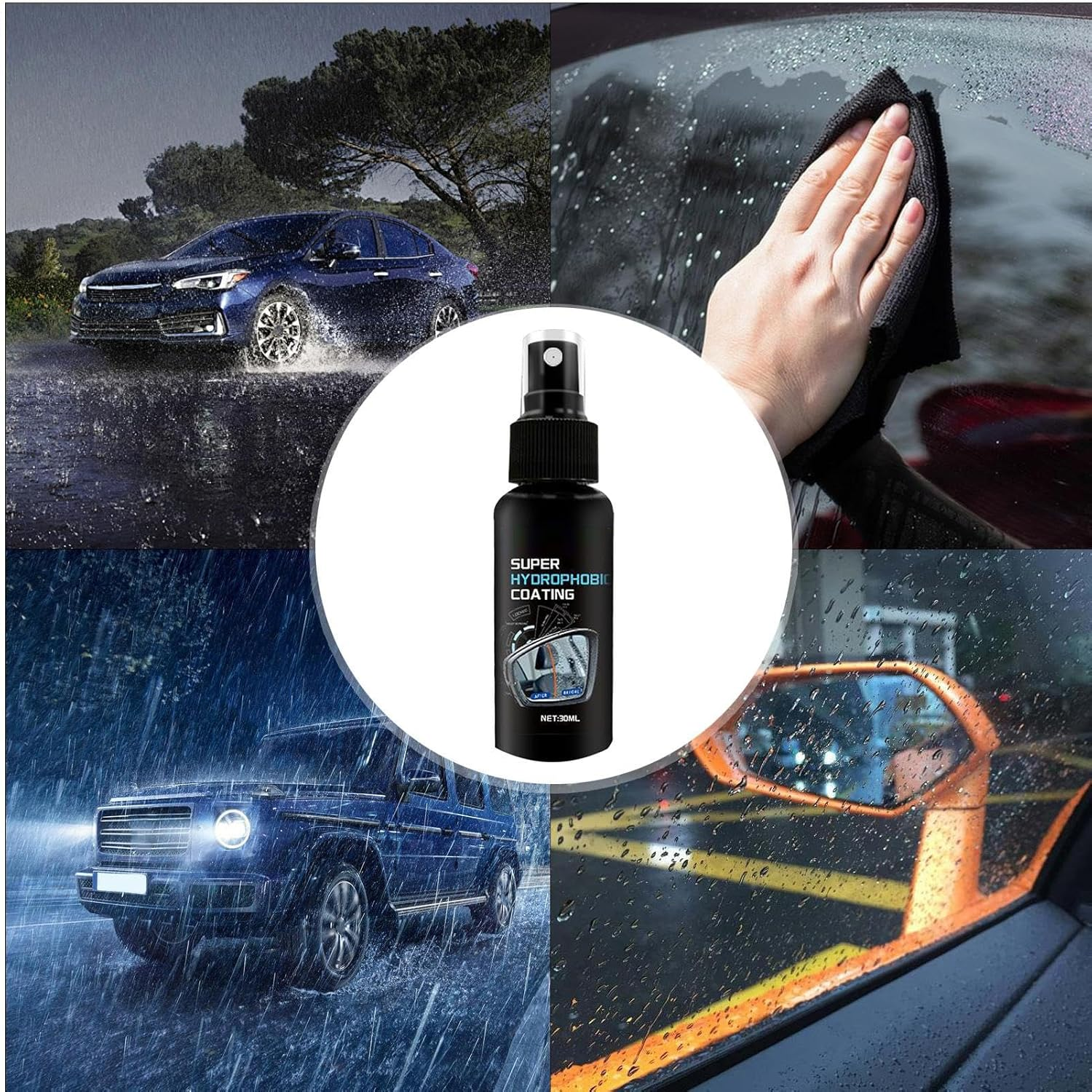 Car Glass Coating Spray,30Ml Automotive Glass Rainproof Coating Agent | Scratch-Resistant Auto Detailing Supplies for Driver Travel Commuting Daily Care Road Trip SUV image number 2