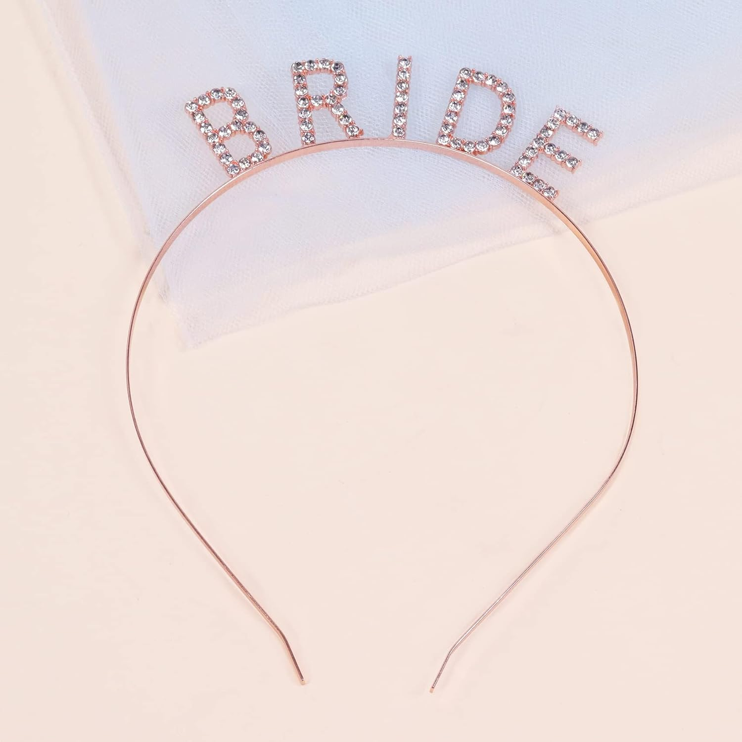 Rhinestone Bride Headband Elegant Crown Bachelorette Party Headbands (Rose Gold)) image number 5