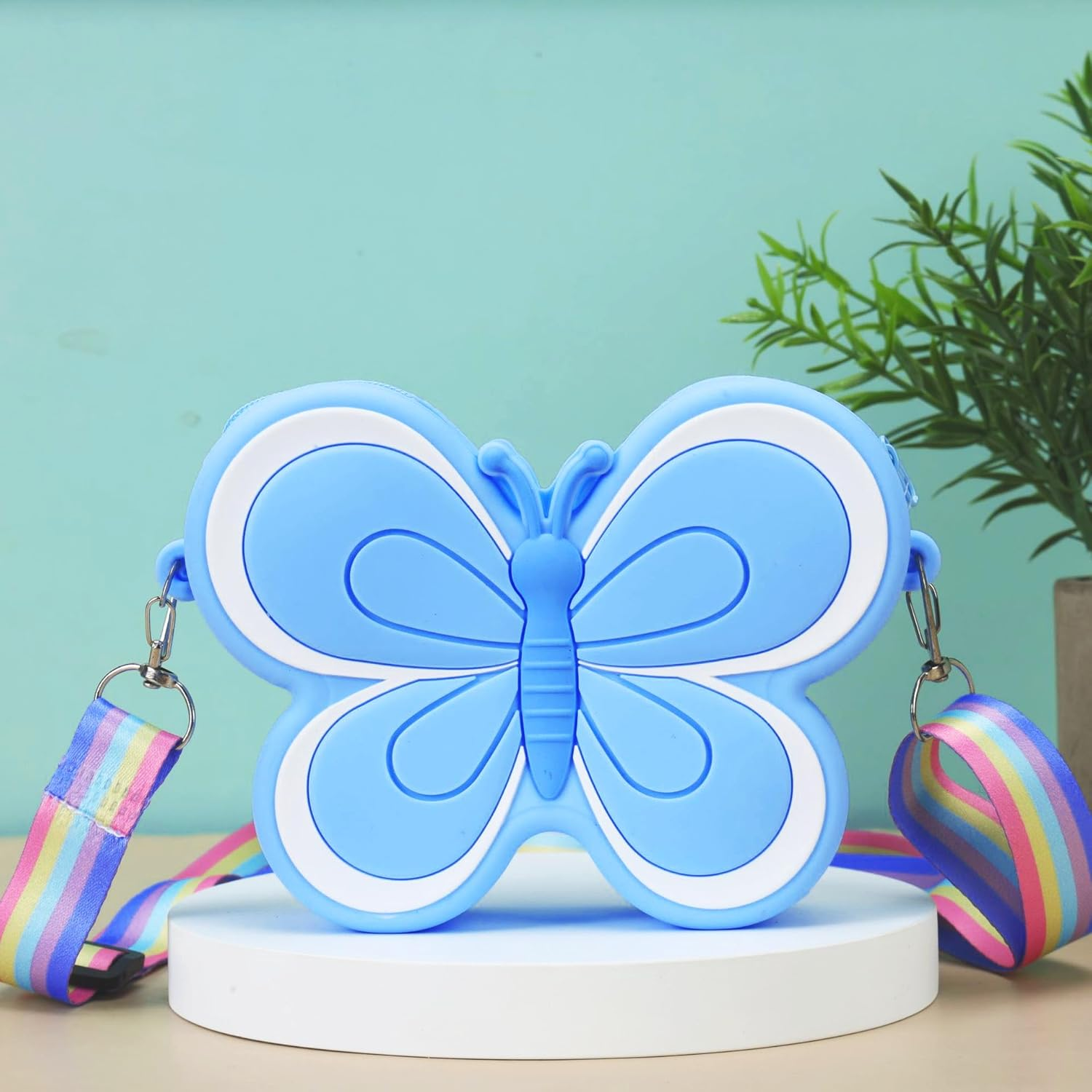 Girls Purse, Toddler Gifts Wallet for Girls, Toddler Crossbody Purse for Little Girls, Cute Mini Wallet, Novelty Small Shoulder Bag/Handbag for Kids with Detachable Strap(Butterfly) (Blue)