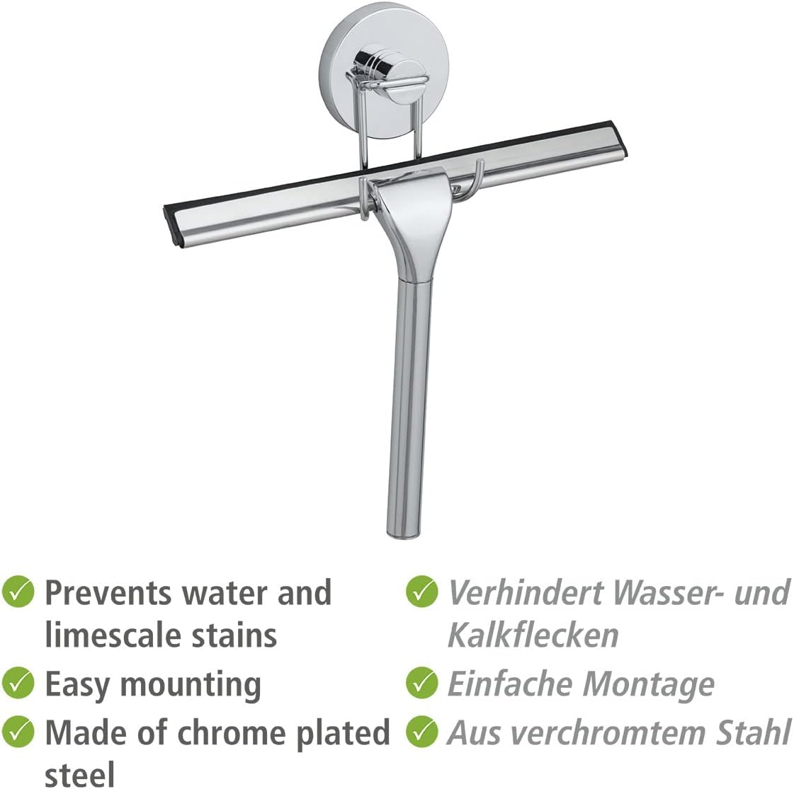 WENKO Squeegee for Shower Glass Door with Holder, Shower Squeegee for Shower Doors, Bathroom Squeegee for Shower, Dimensions 9.8 X 8.5 X 2.4 Inch, Chrome image number 4